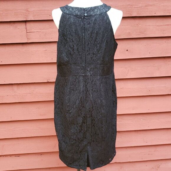 Black Lace Midi Dress Sz 16 Sleeveless Lined Cocktail Party Elegant Whimsigoth - Picture 3 of 8